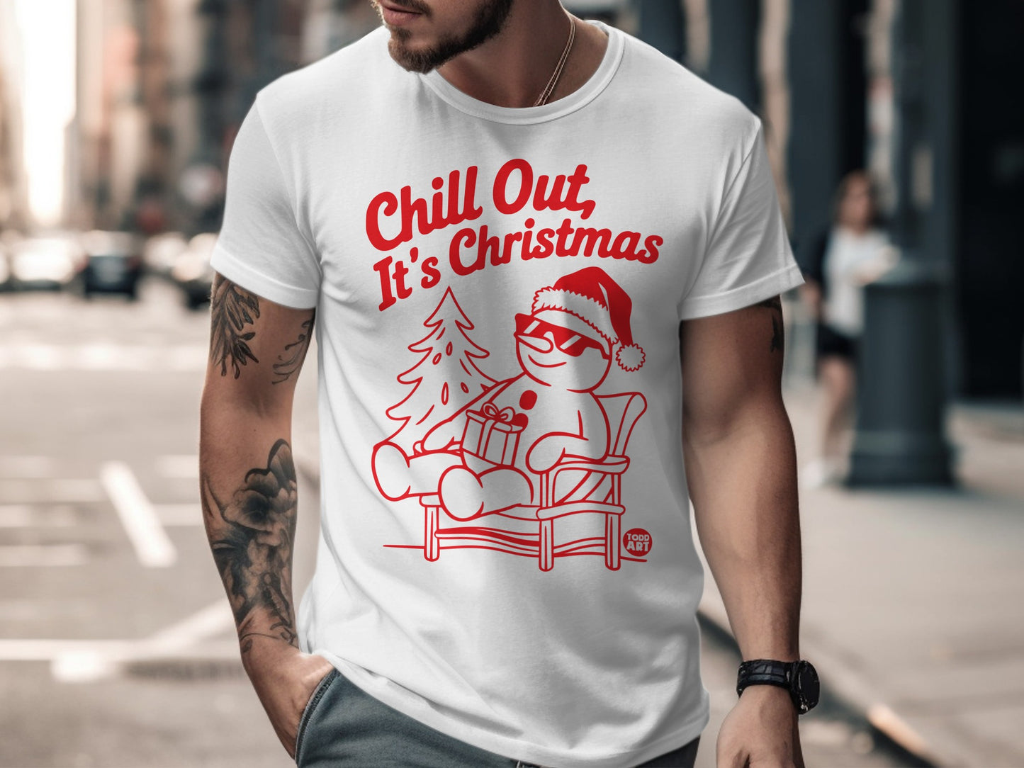 Chill Out It's Christmas Graphic T-Shirt Holiday Attire