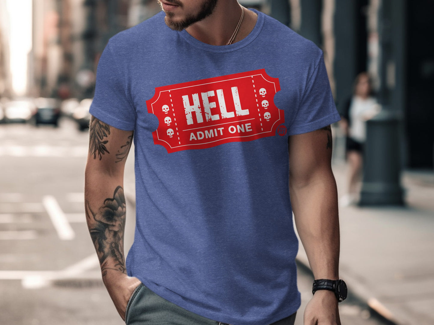 Hell Admit One Ticket Novelty Graphic T-shirt