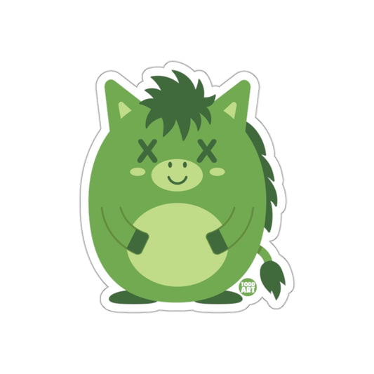 Green Chubby Adorable Horse Cartoon Character Sticker