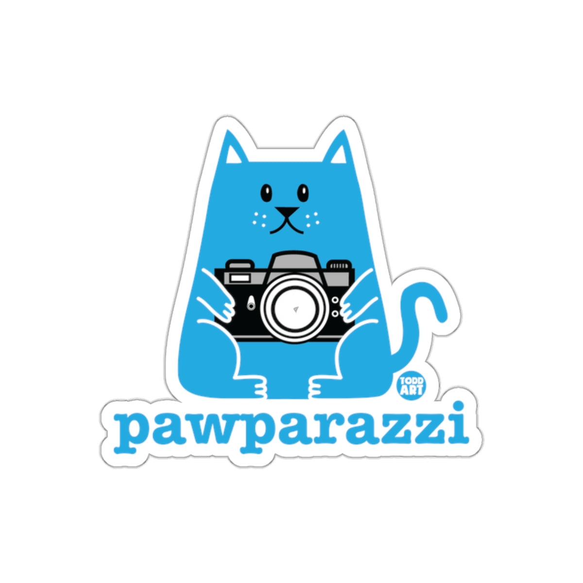 Cute Cat Pawparazzi Camera Design Sticker