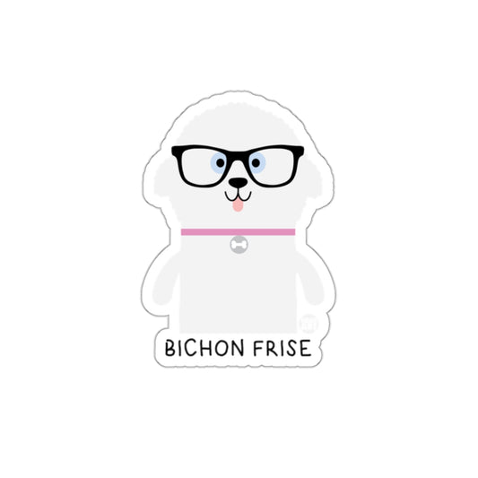 Bichon Frise Cute Dog With Glasses Sticker Decal