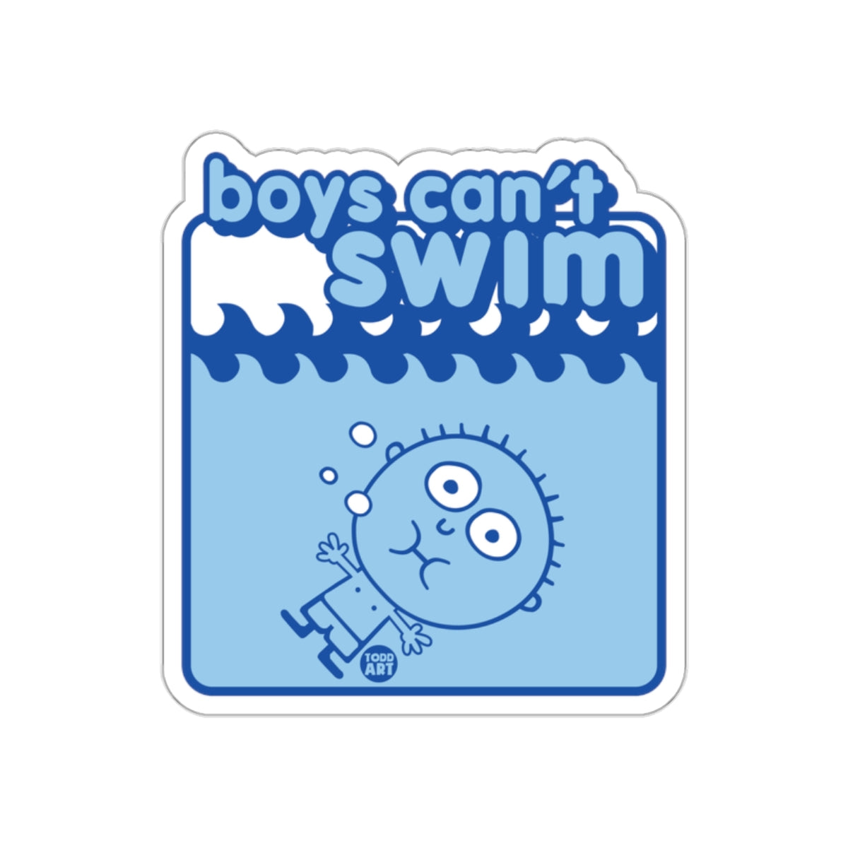 Boys Can't Swim Funny Cartoon Sticker for Kids