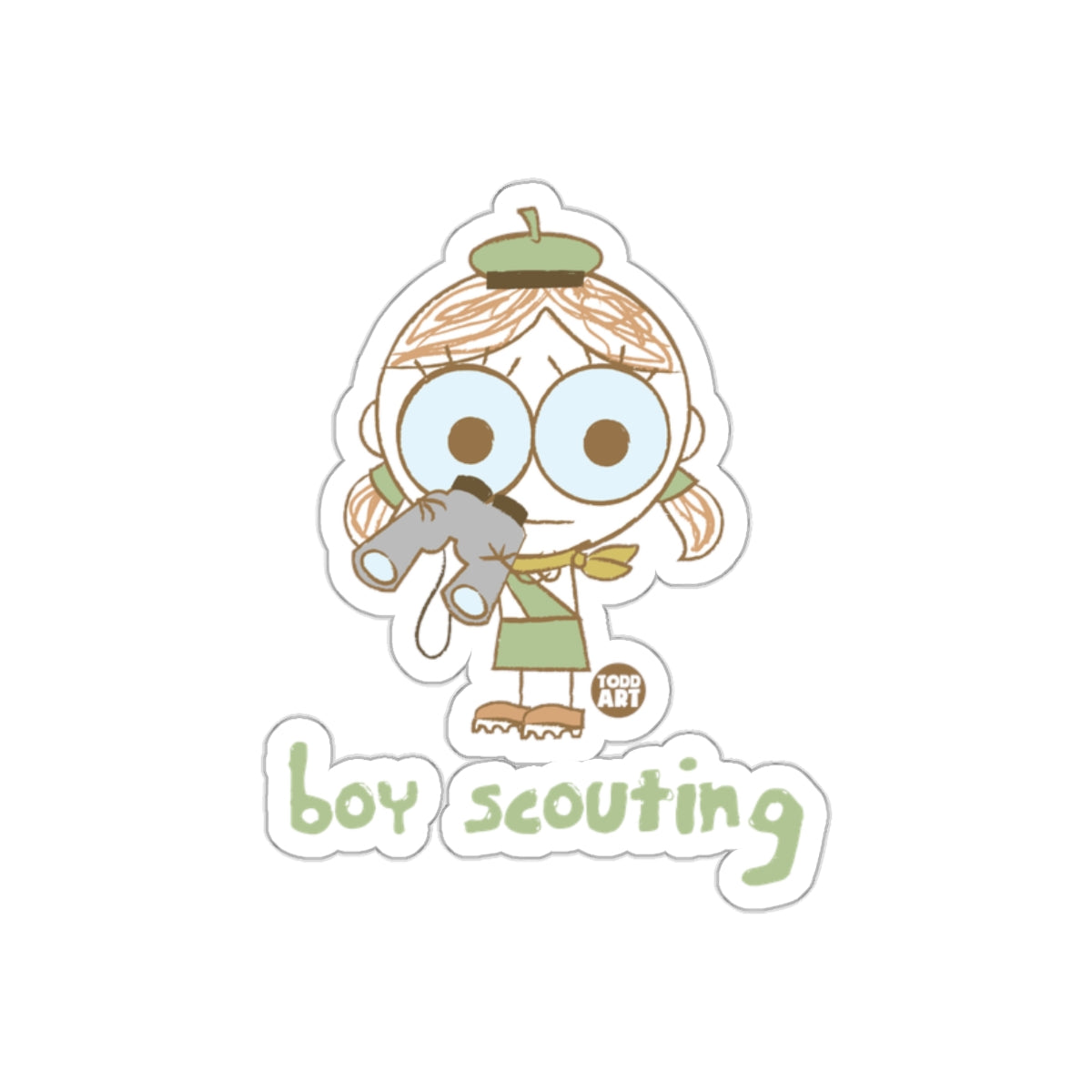 Boy Scouting Character with Binoculars Sticker