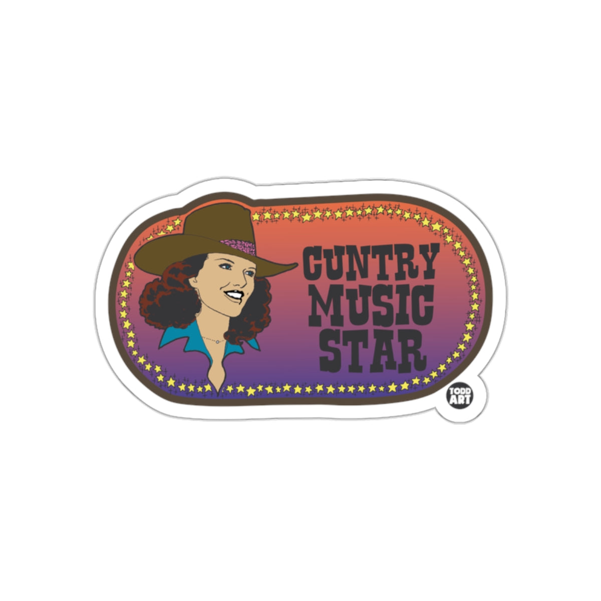 Country Music Star with Brown Hat Art Portrait Stickers
