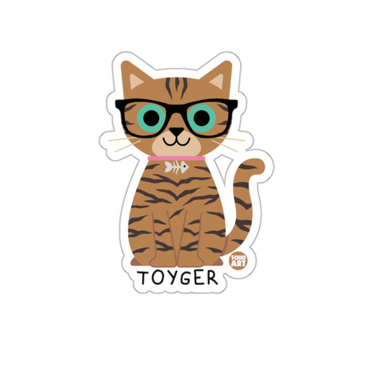 Cute Toyger Cat Wearing Glasses Sticker Design