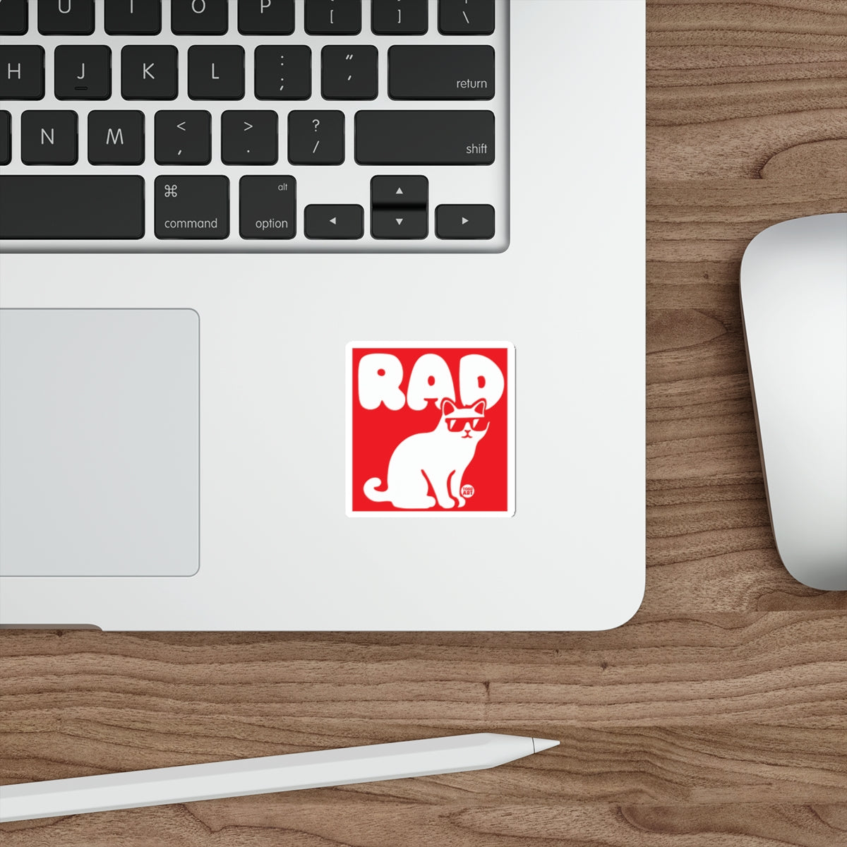 RAD Cat Wearing Sunglasses Red Sticker Computer Decor