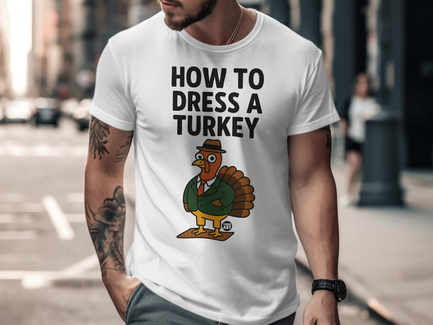 How to Dress a Turkey T-shirt with Fun Cartoon Design