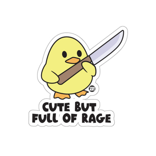 Cute But Full of Rage Cartoon Character Sticker
