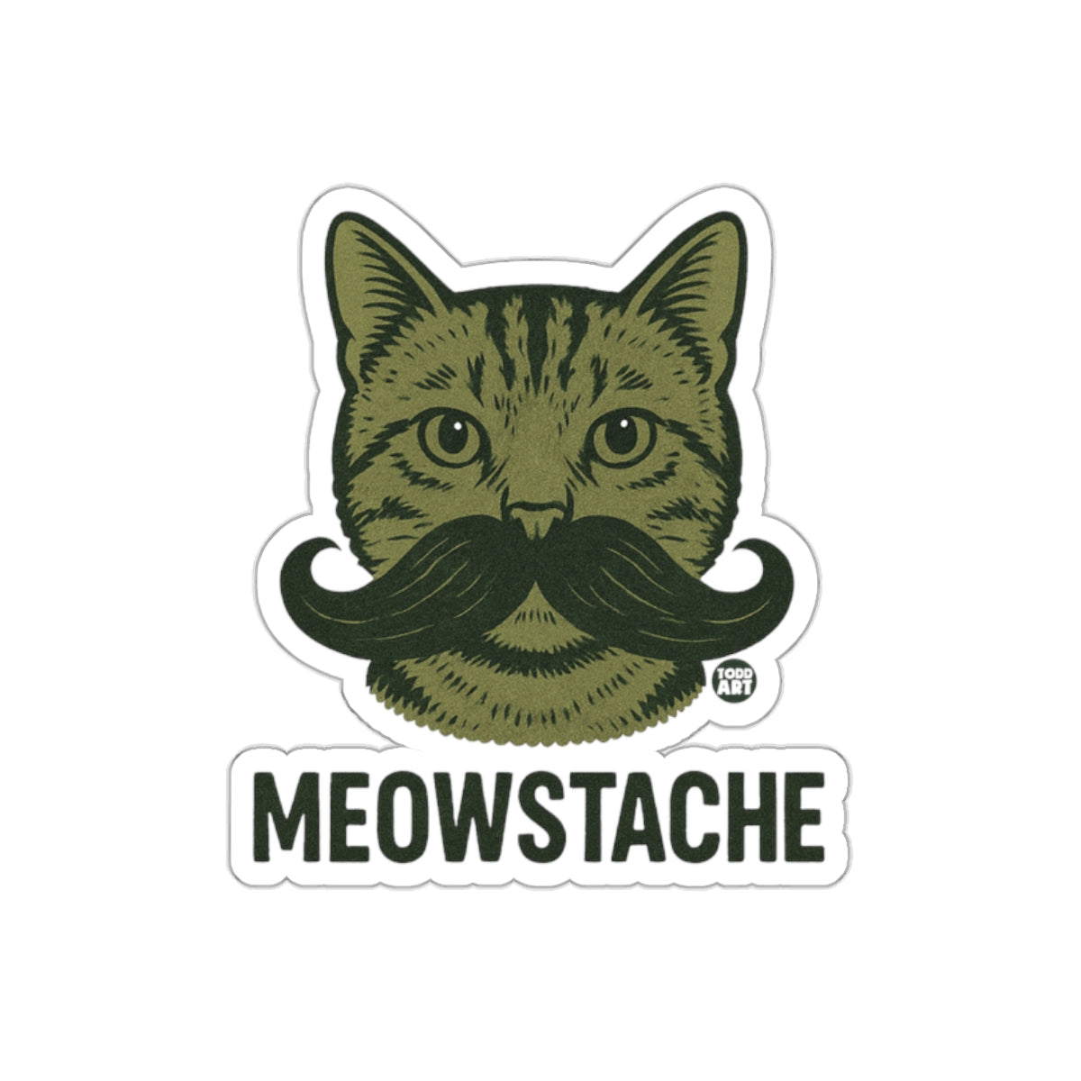 Meowstache Funny Cat with Mustache Sticker for Sale
