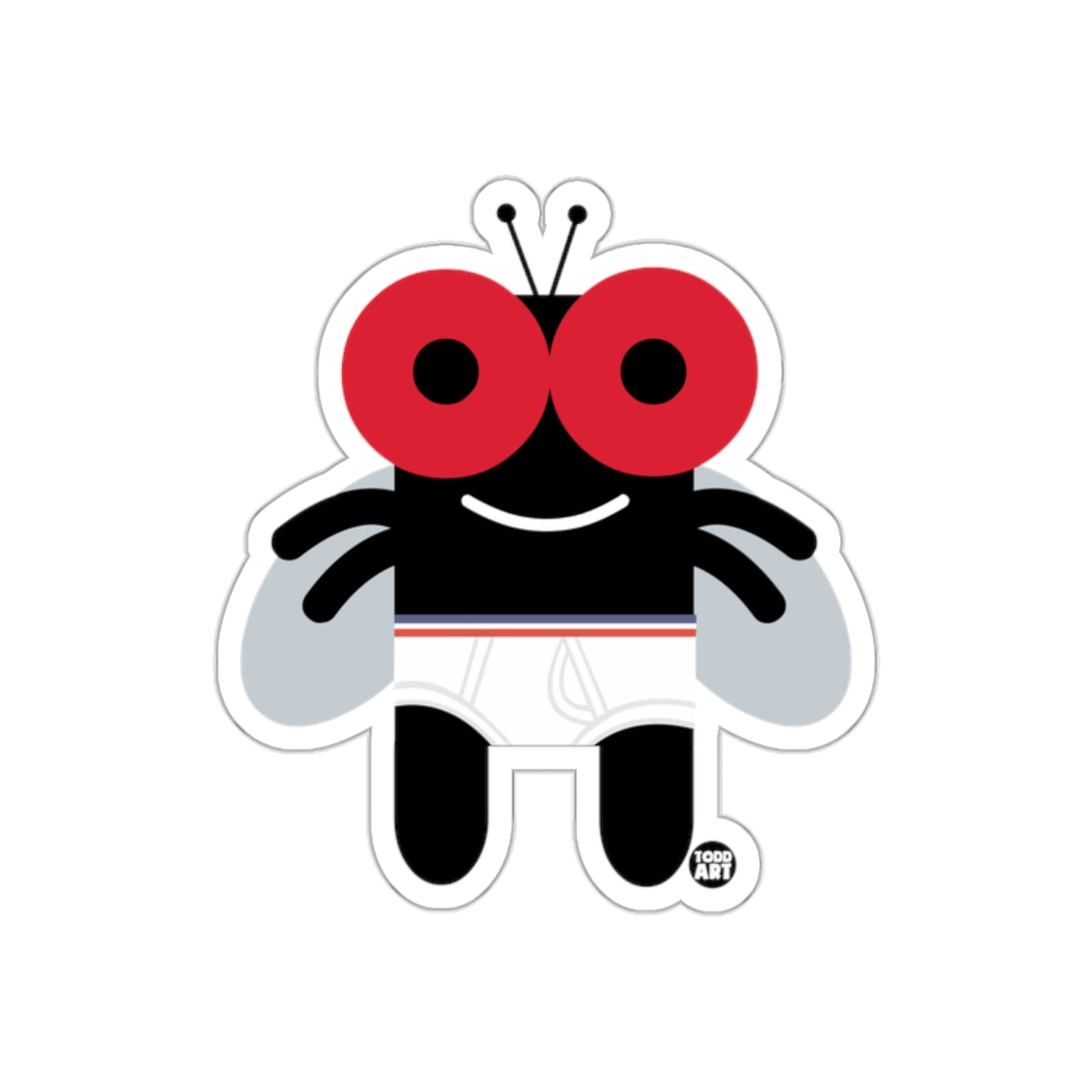 Cute Smiling Cartoon Fly Character Sticker Decal
