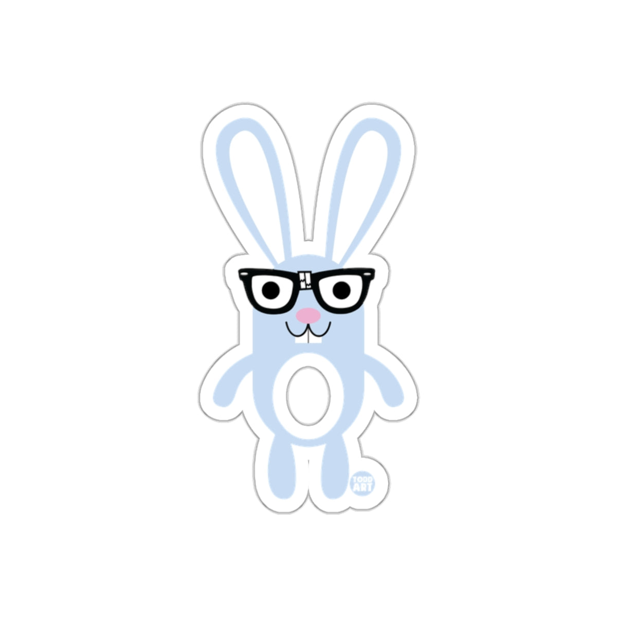 Cute Blue Bunny with Glasses Sticker Kids Fun Decor