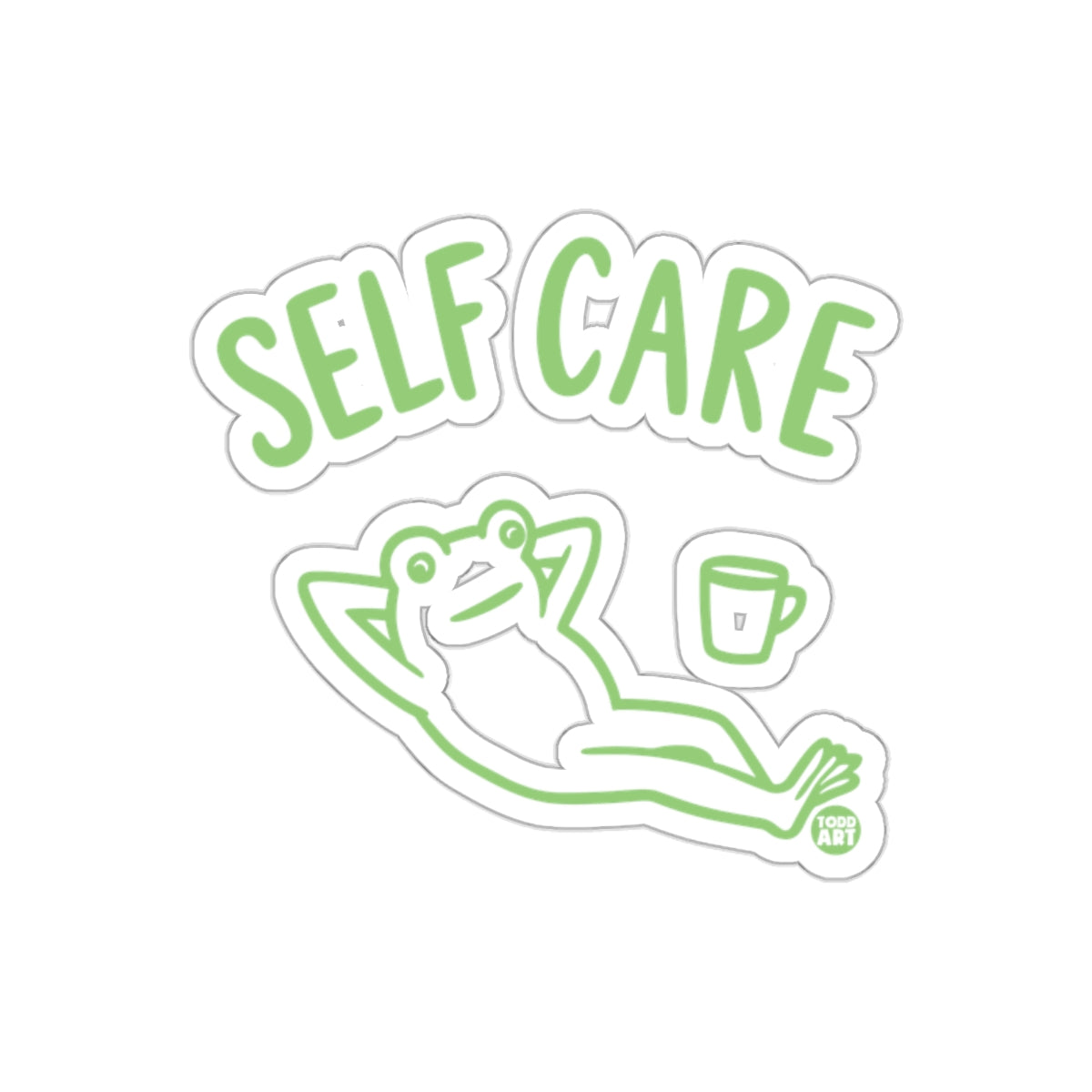 Relaxing Self Care Frog with Coffee Sticker product