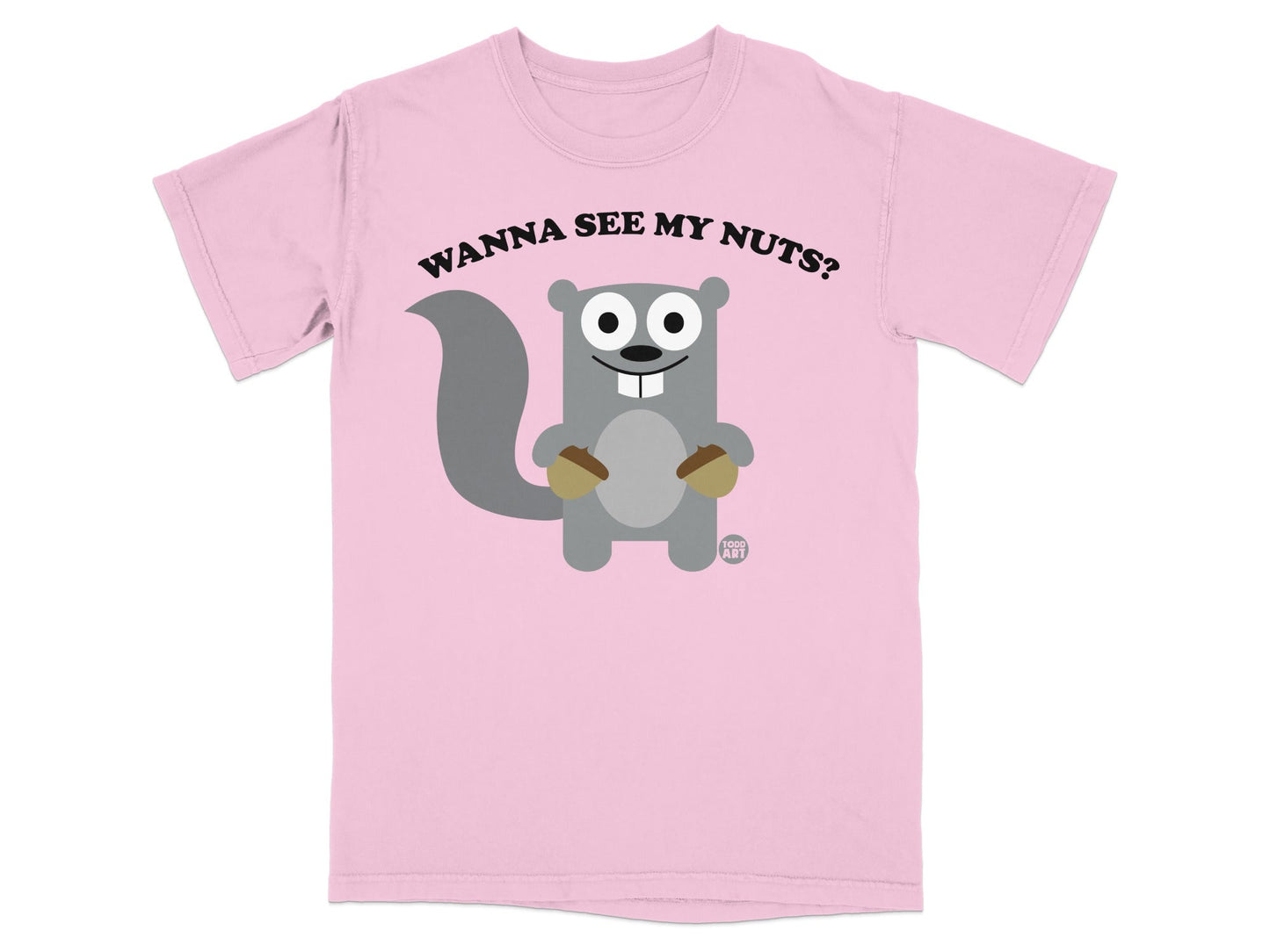 Funny Squirrel T-Shirt, Wanna See My Nuts Humor Tee, Cute Animal Pun Shirt, Adult Gag Gift, Playful Acorn Design, Unique Graphic T-Shirts
