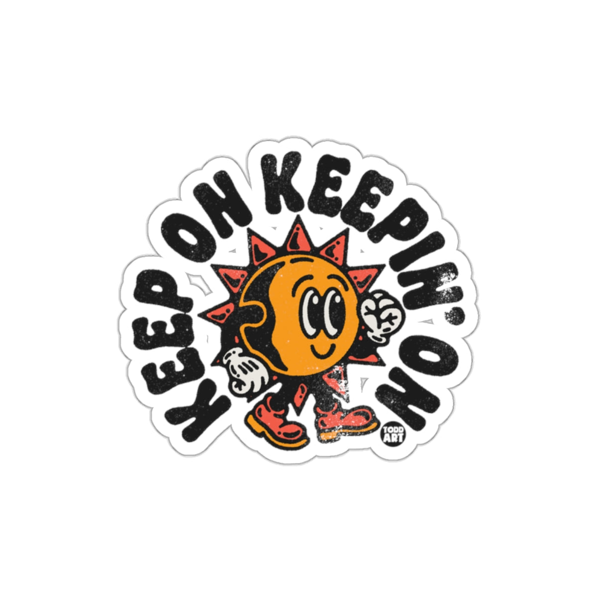 Keep On Keepin On Retro Cartoon Sun Character Stickers