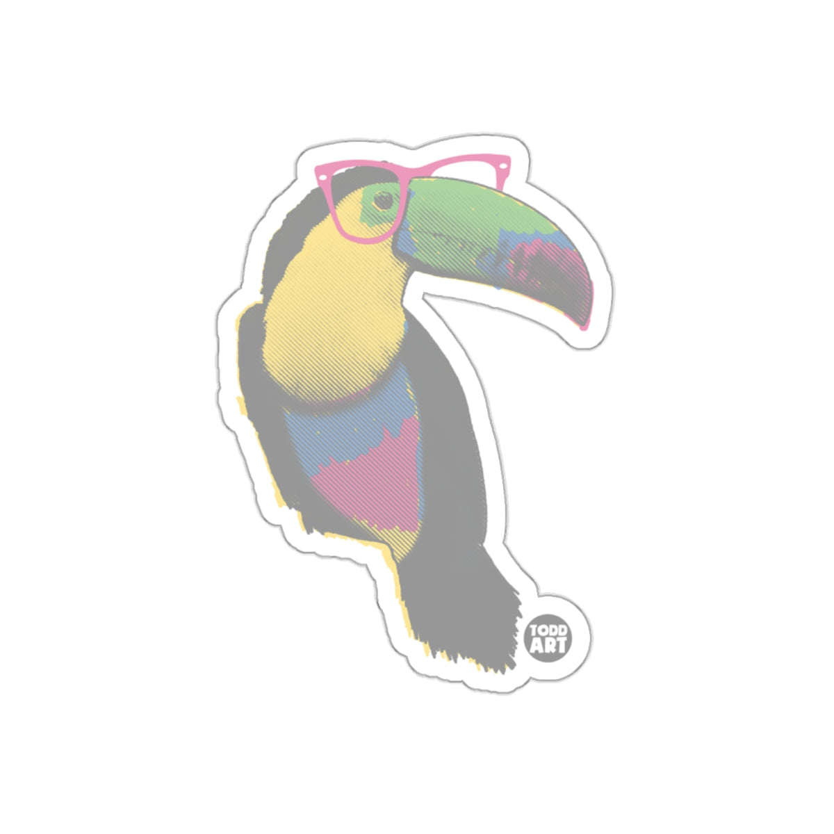Toucan Wearing Pink Glasses Todd Art Sticker