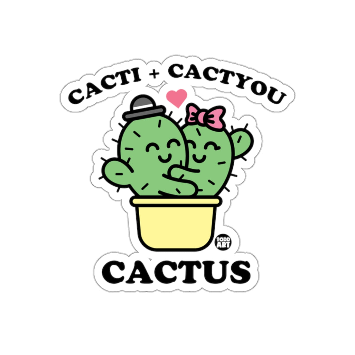 Cacti and Cactyou Cute Decorated Cactus Sticker
