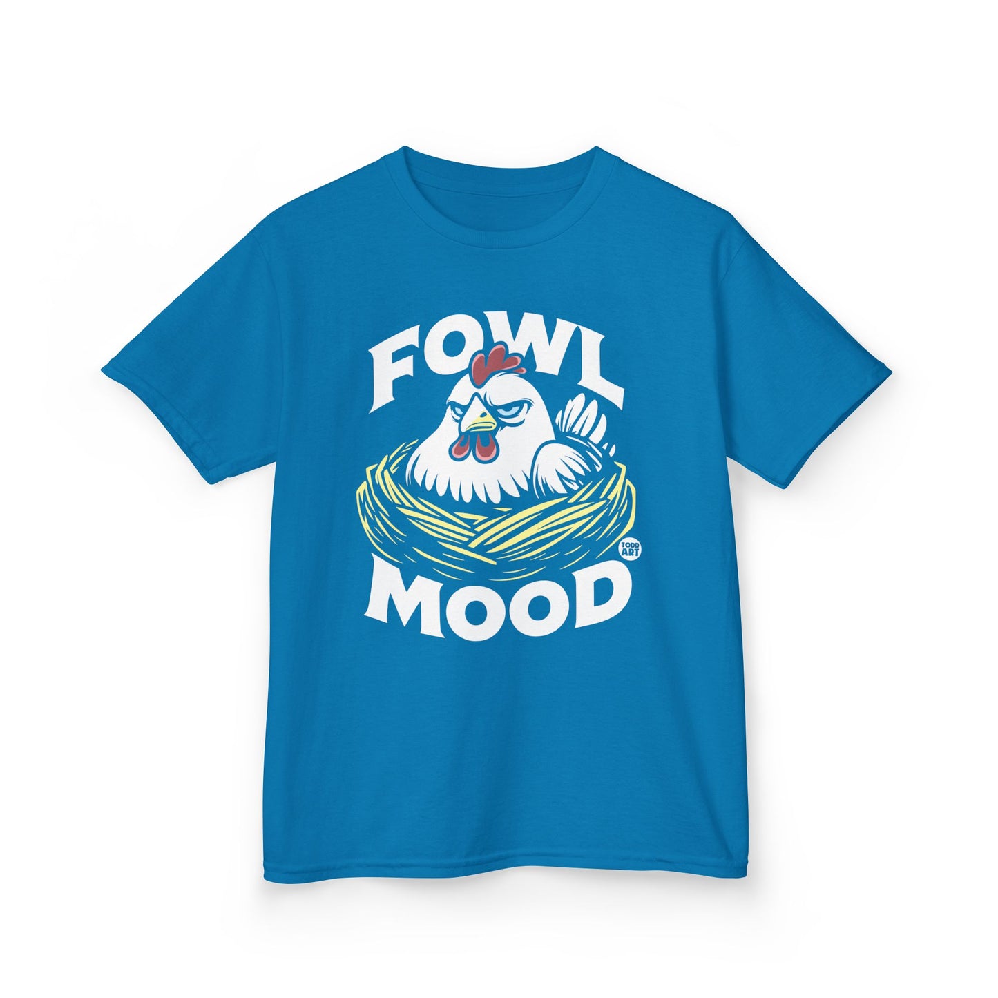 Kids T-Shirt — "Fowl Mood" Grumpy Chicken Graphic Tee
