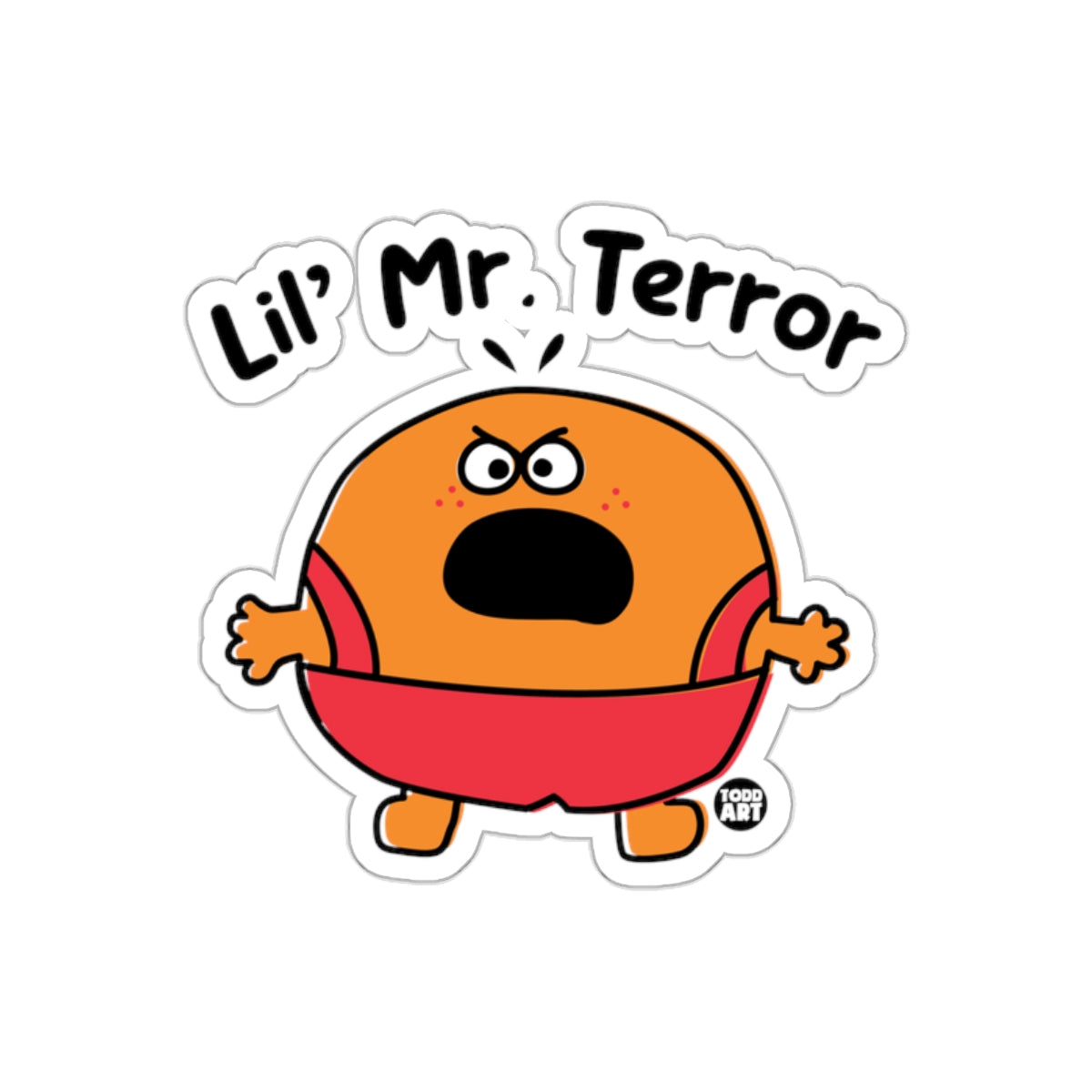 Lil' Mr. Terror Funny Angry Cartoon Character Sticker