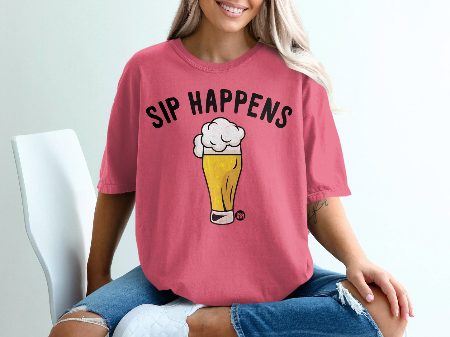 Sip Happens Graphic Beer Humor Tee Shirt