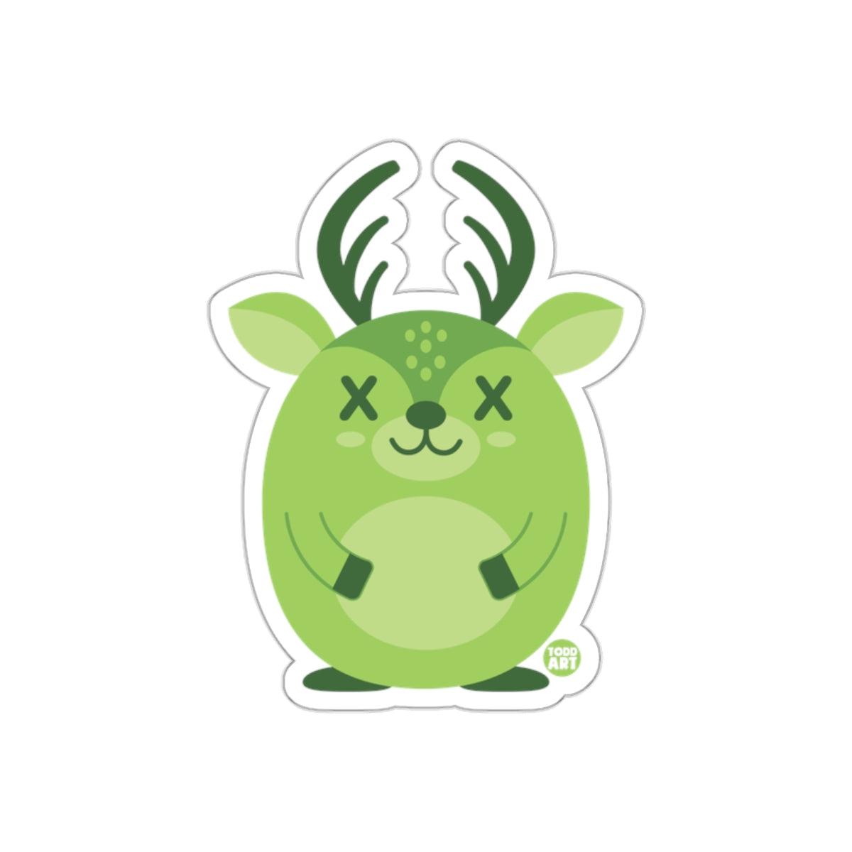 Green Deer with X Eyes Cartoon Character Stickers
