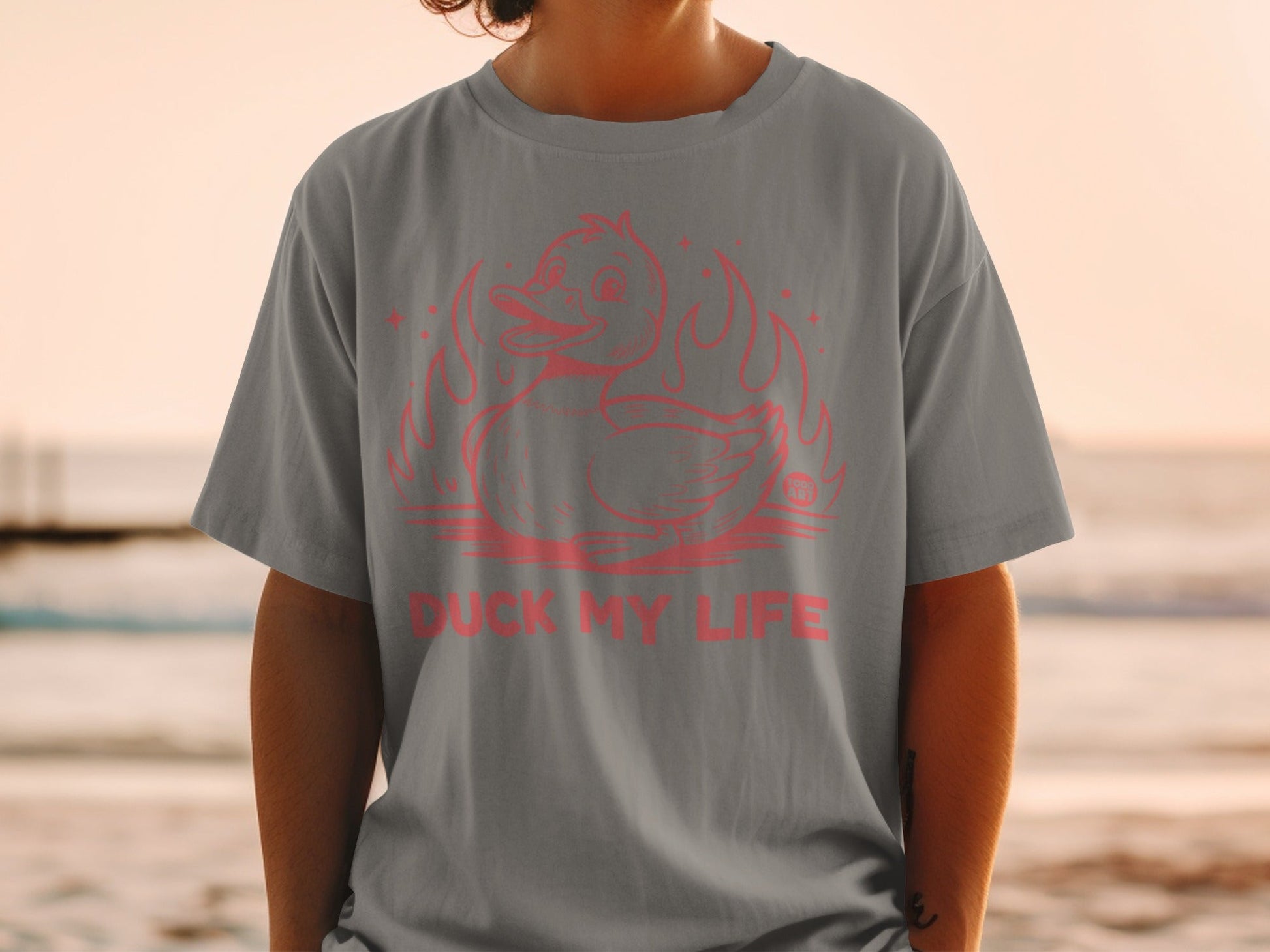 Duck My Life Graphic Tee Shirt with Flame Design