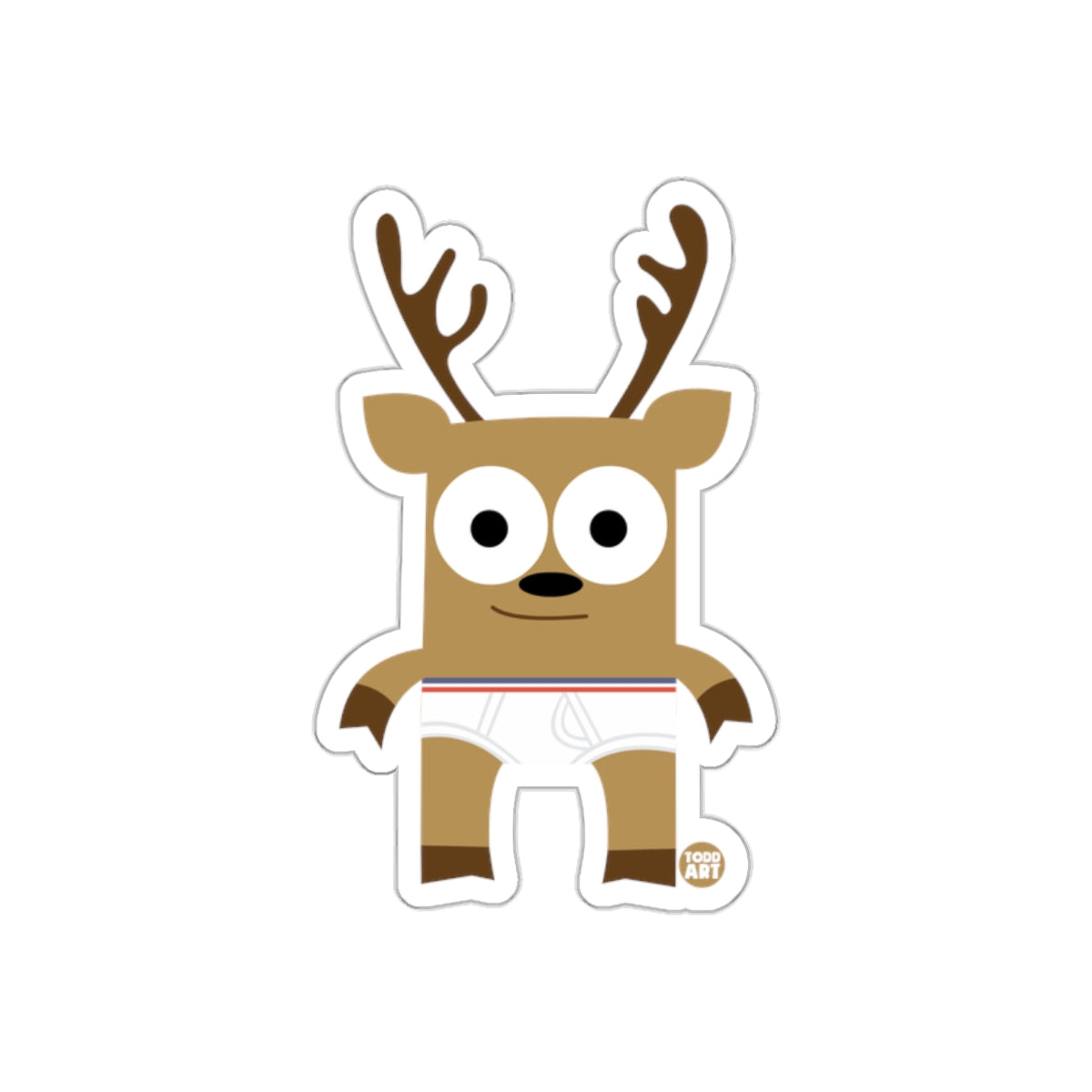 Cute Reindeer Cartoon Character in White Underwear Sticker