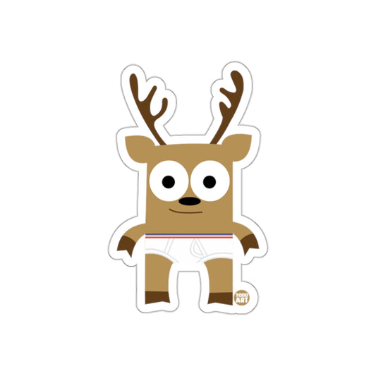 Cute Reindeer Cartoon Character in White Underwear Sticker
