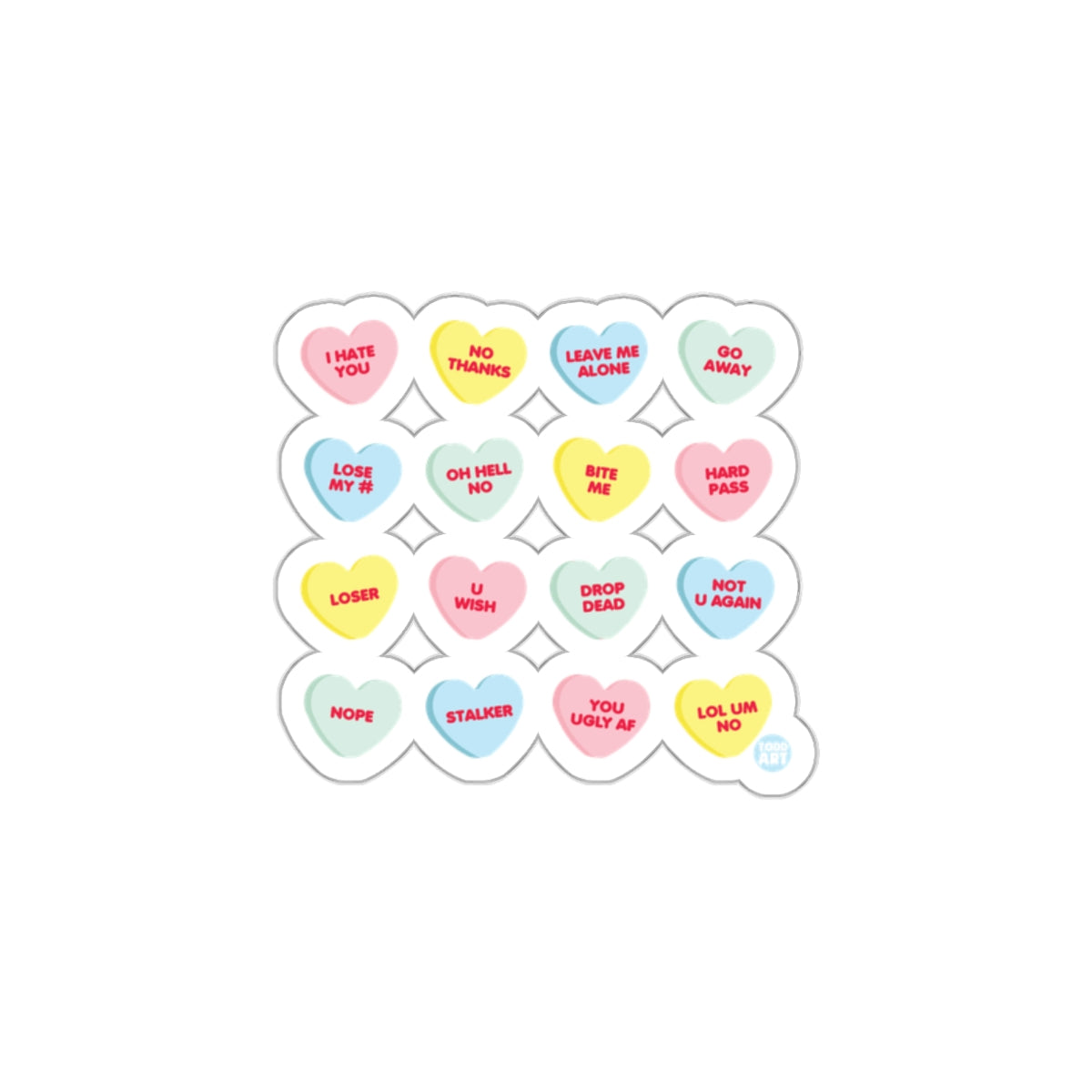 Colorful Heart Stickers with Sassy Phrases Collection