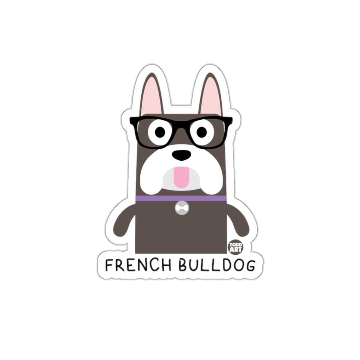 Cute French Bulldog With Glasses Sticker