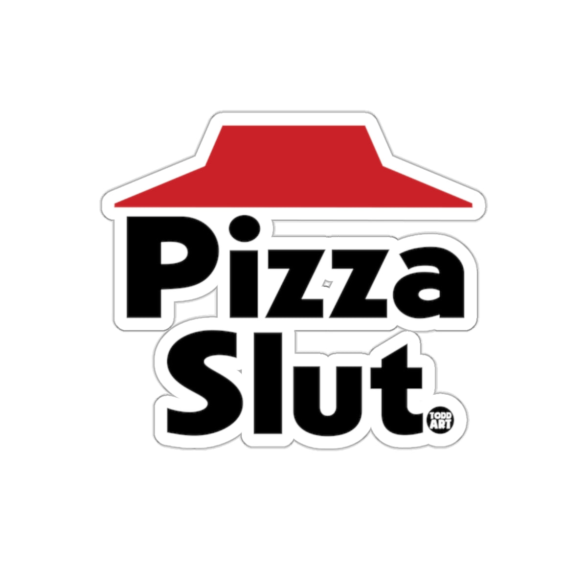 Pizza Slut Funny Logo Art Parody Red and Black Stickers