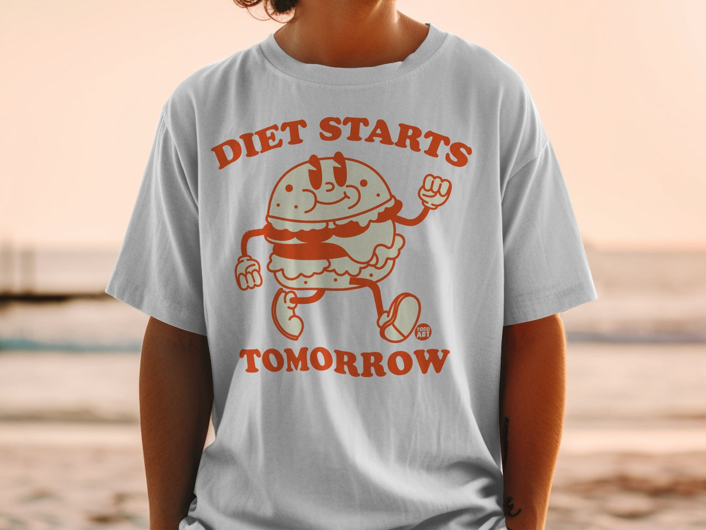 Diet Starts Tomorrow Funny Burger Graphic T-Shirt
