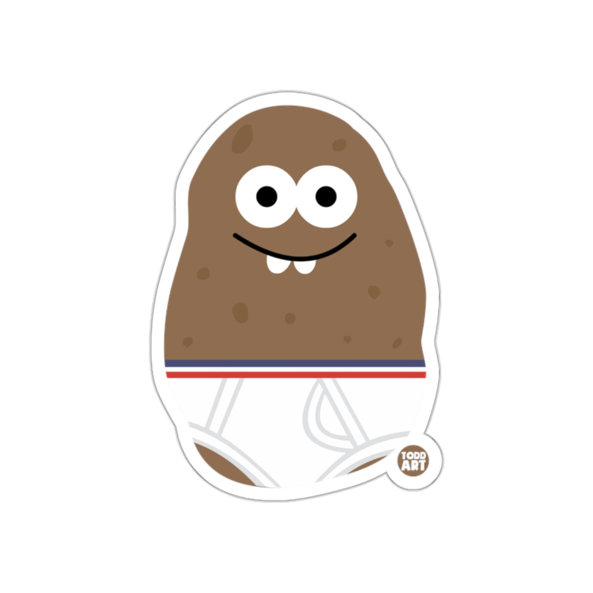 Cheerful Cartoon Potato with Underwear Sticker