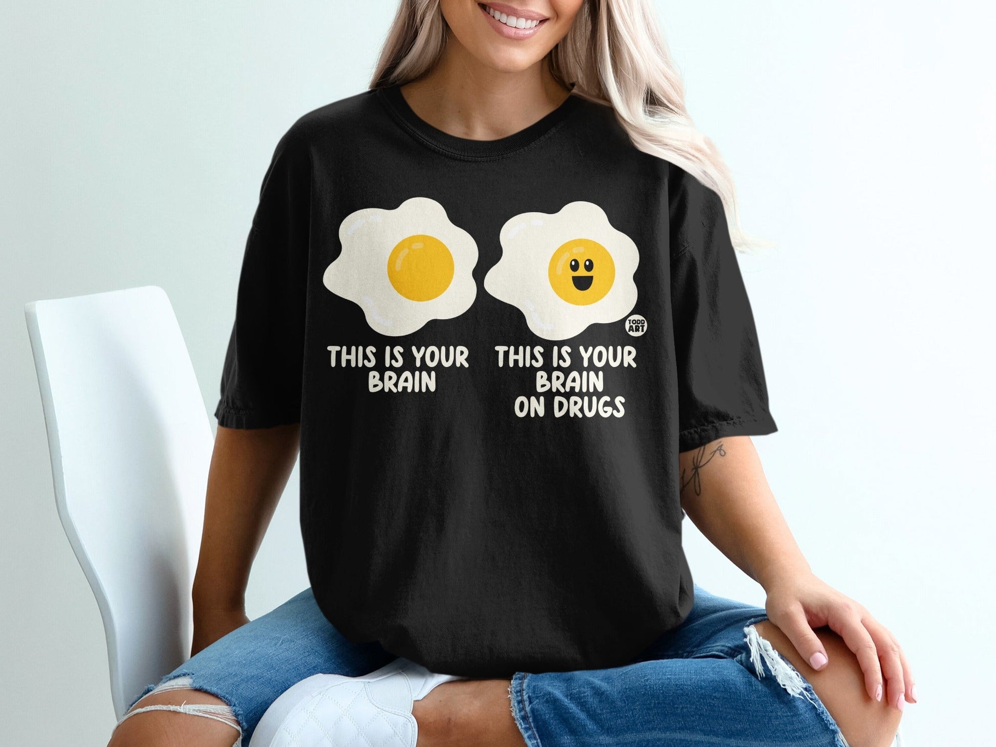This Is Your Brain On Drugs Funny Egg Graphic T-Shirt