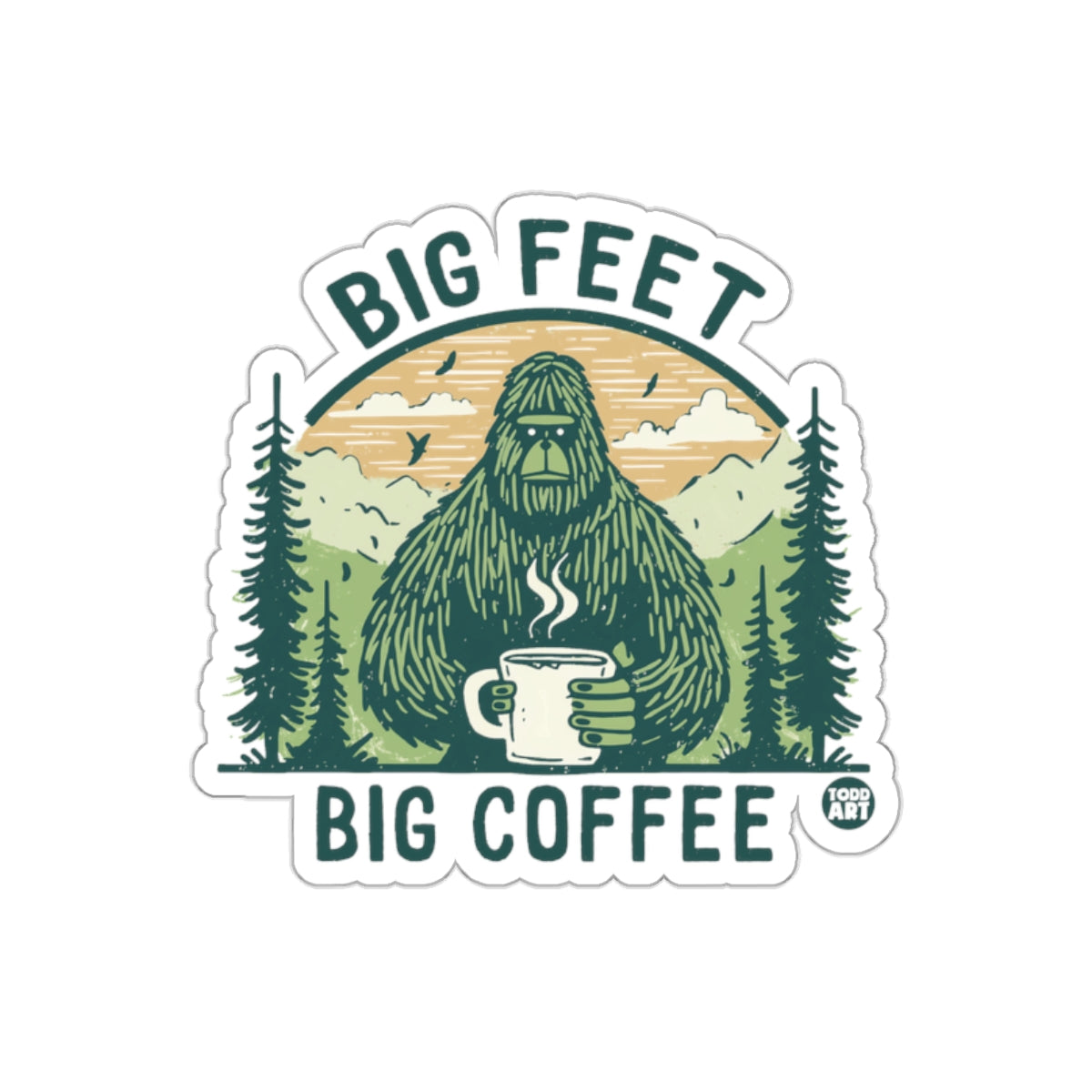 Big Feet Big Coffee Bigfoot Sticker Decal