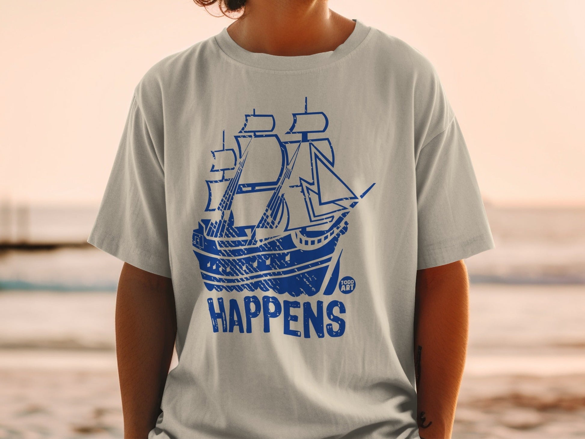 Funny Ship Happens Graphic T-Shirt for Casual Wear