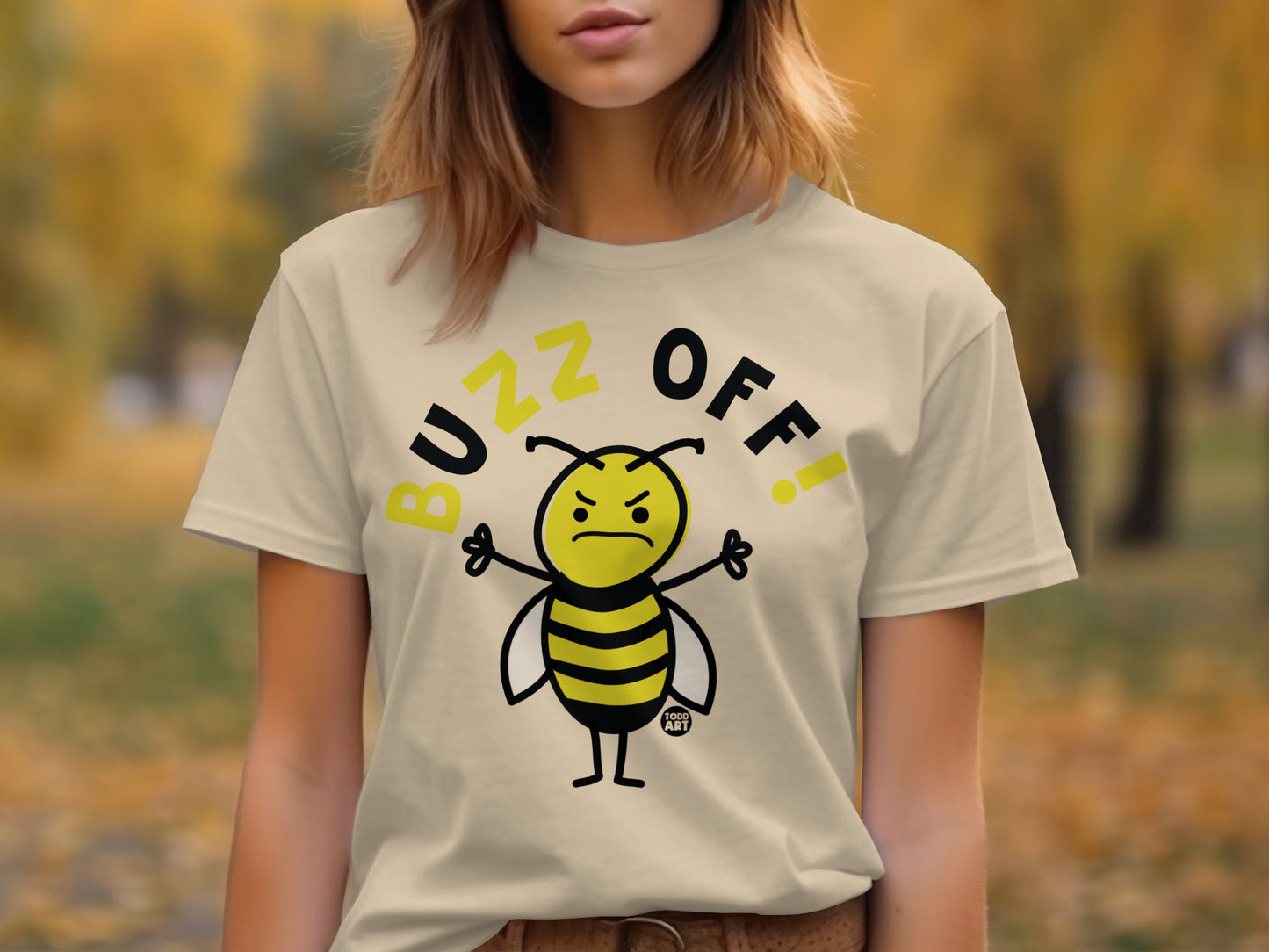 Buzz Off Angry Bee Graphic T-Shirt for Fun Casual Wear