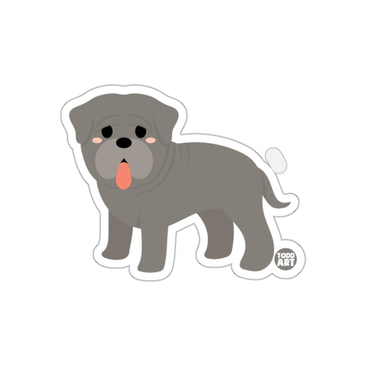 Cute Grey Dog Sticker with Tongue Out Art Design