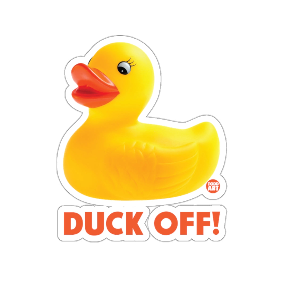 Duck Off Sticker with Cute Yellow Rubber Duck Design