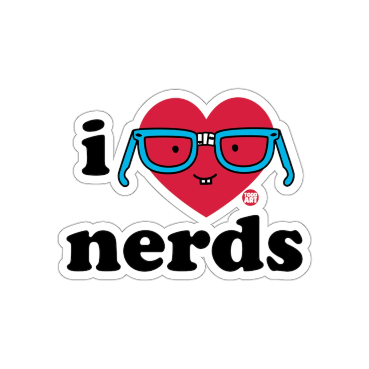 I Heart Nerds Cute Glasses Red Heart Nerdy Sticker