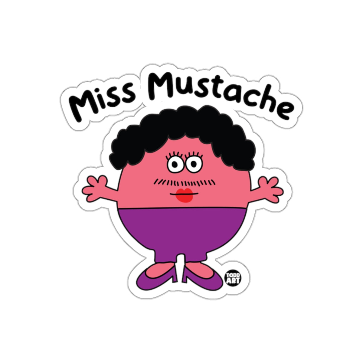 Miss Mustache Character Sticker Fun Cartoon Decal