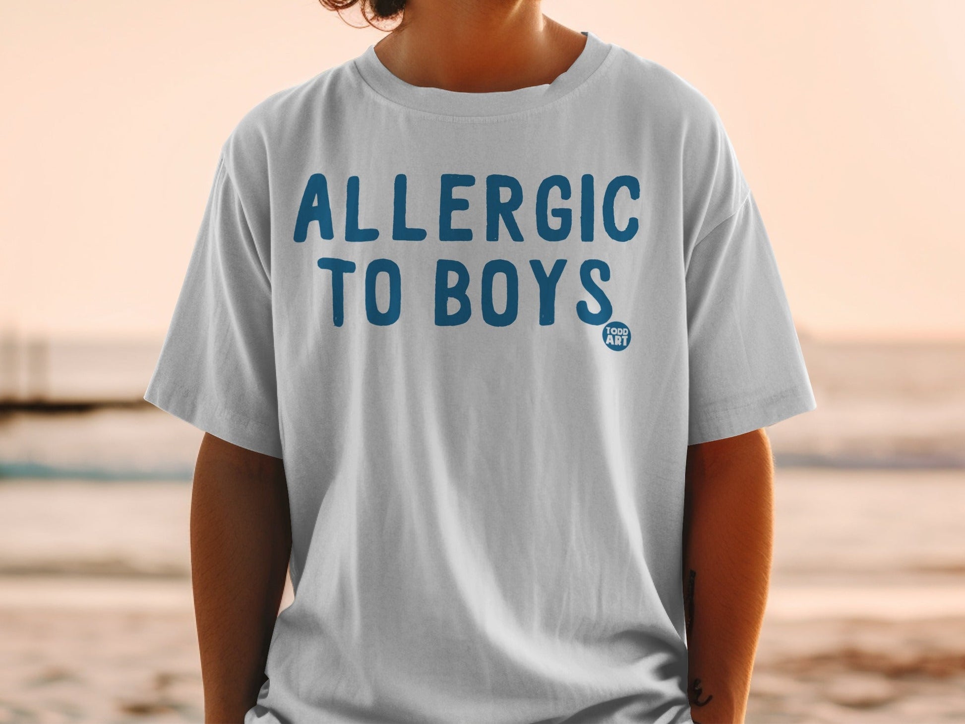 Funny Allergic to Boys Todd Art Graphic T-Shirt