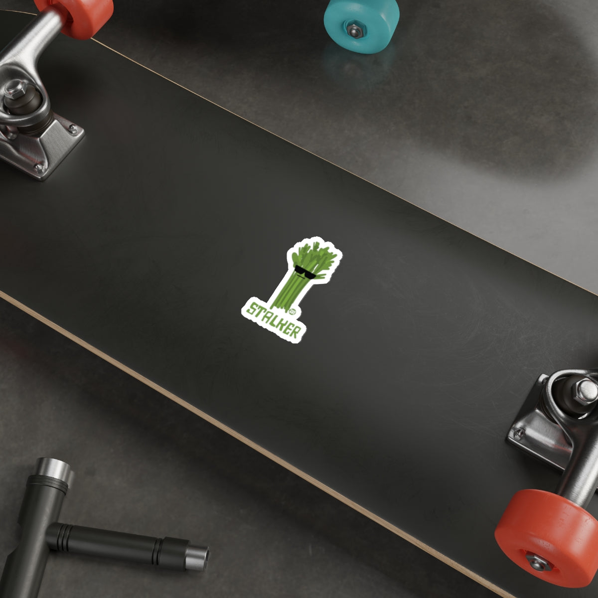 Funny Stalker Celery Vegetable Skateboard Sticker