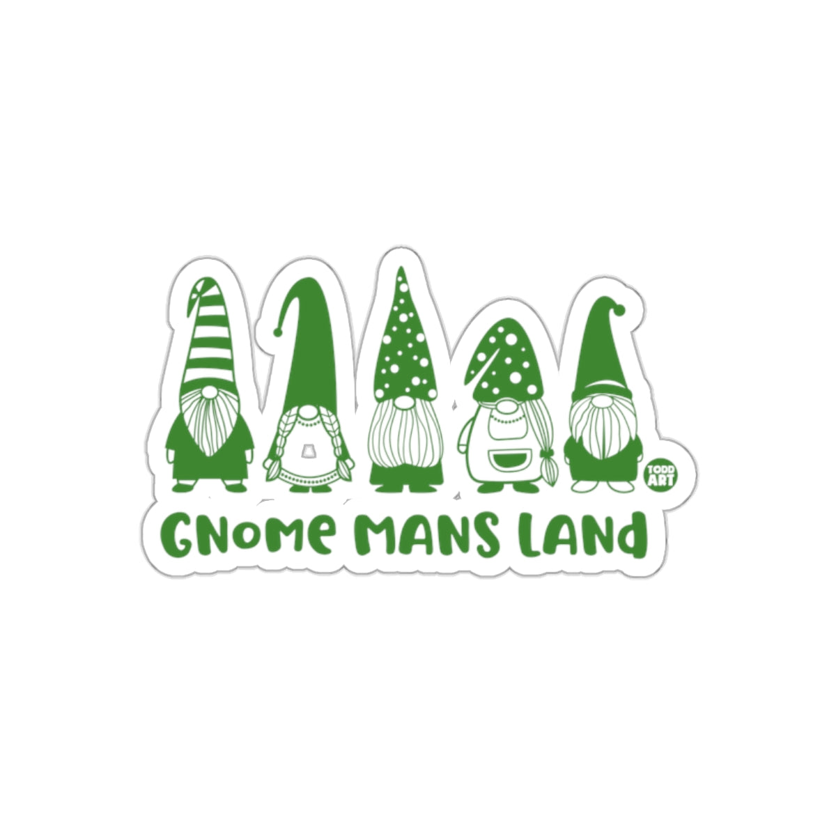 Gnome Mans Land Green Themed Art Sticker