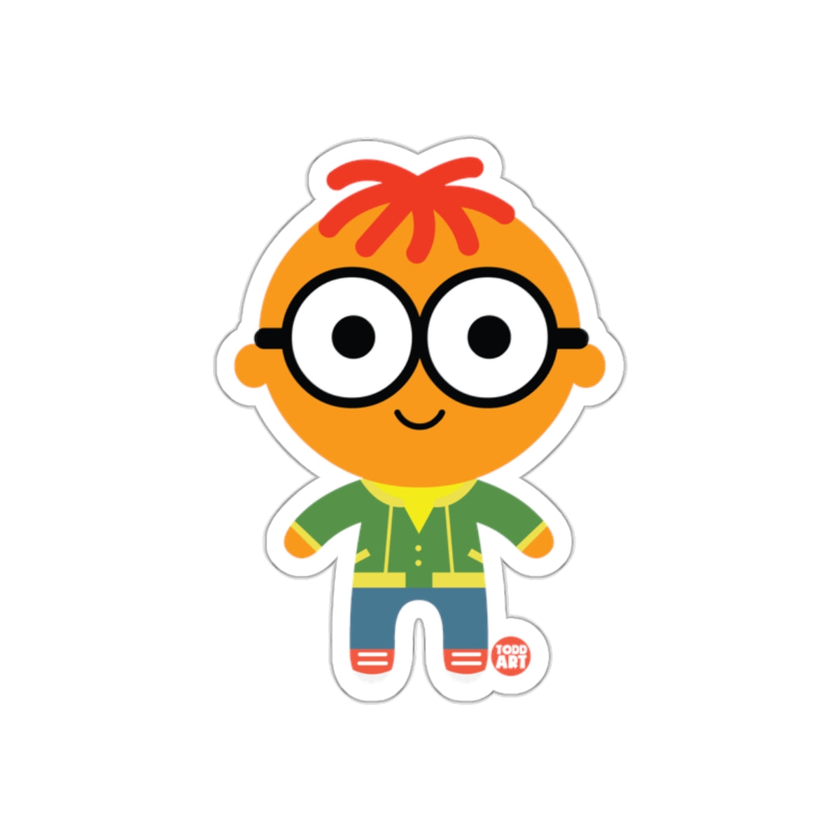 Bright Cartoon Character with Glasses illustration sticker