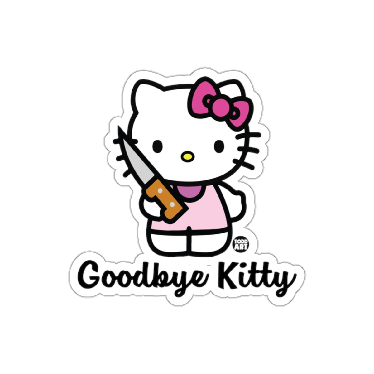 Goodbye Kitty Funny Illustration Art Design Stickers