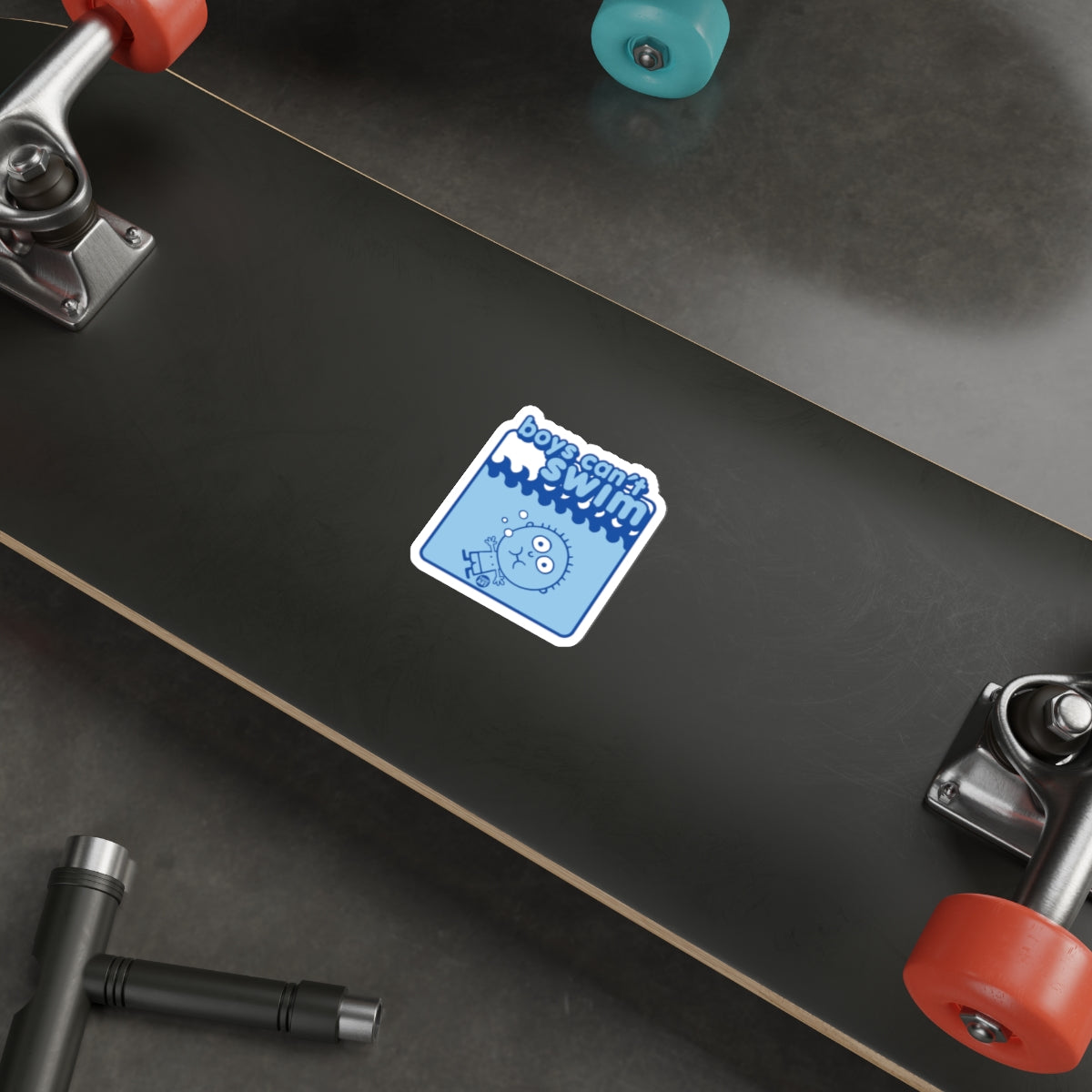 Blue Boys Can't Swim Sticker Adhesive Decal Skateboard