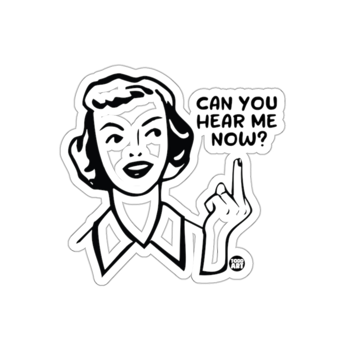 Can You Hear Me Now Question Woman Vector Style Stickers