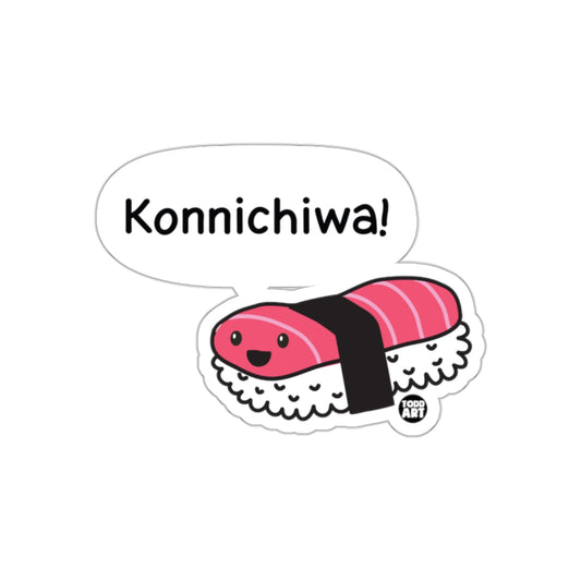 Konnichiwa Sushi Cartoon Sticker Perfect for Laptops