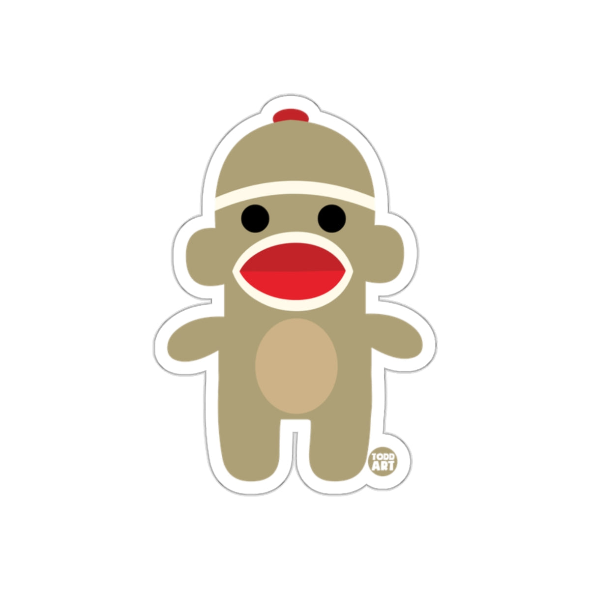 Cute Sock Monkey With Big Red Mouth Sticker