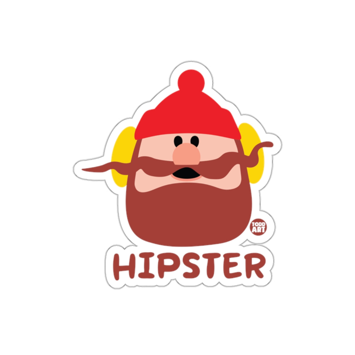Hipster Character with Beard and Hat Illustrated Stickers